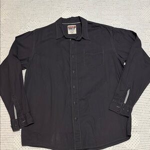 Wrangler Black Casual 100% Cotton Button Down Shirt Large
